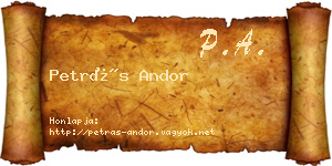 Petrás Andor névjegykártya